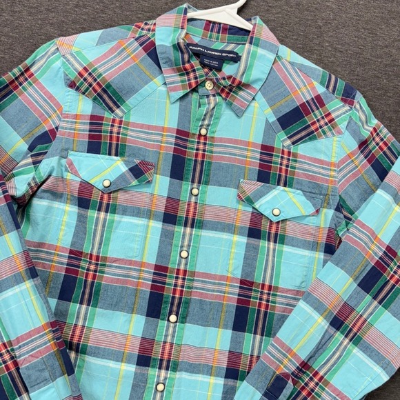 Ralph Lauren Tops - Ralph Lauren Multicolor Plaid Button-Down Shirt - Teal Dominant